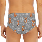 Snowy Fox Knitted Pattern Print Men's Triangle Swim Briefs