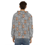 Snowy Fox Knitted Pattern Print Men's Velvet Pullover Hoodie