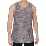 Snowy Fox Knitted Pattern Print Men's Velvet Tank Top