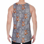 Snowy Fox Knitted Pattern Print Men's Velvet Tank Top