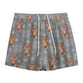 Snowy Fox Knitted Pattern Print Mesh Shorts