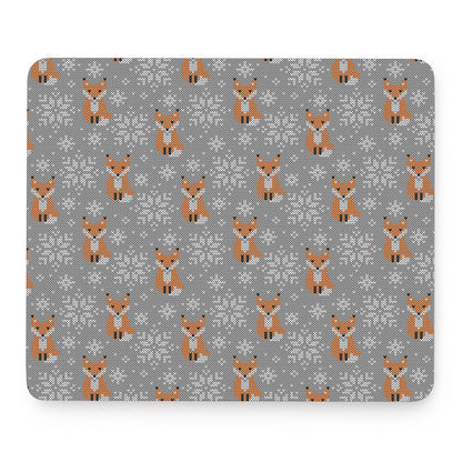 Snowy Fox Knitted Pattern Print Mouse Pad