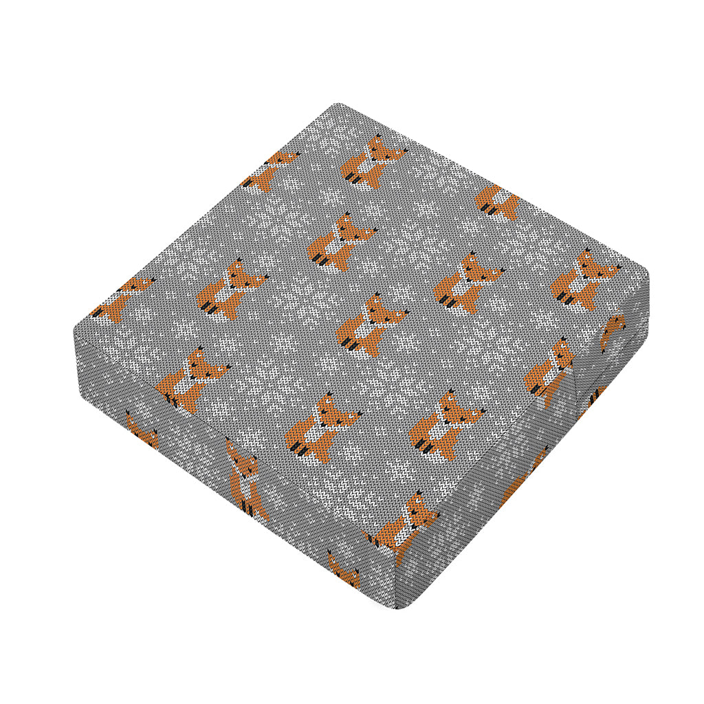 Snowy Fox Knitted Pattern Print Outdoor Seat Cushion Cover