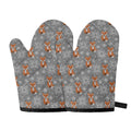 Snowy Fox Knitted Pattern Print Oven Mitts