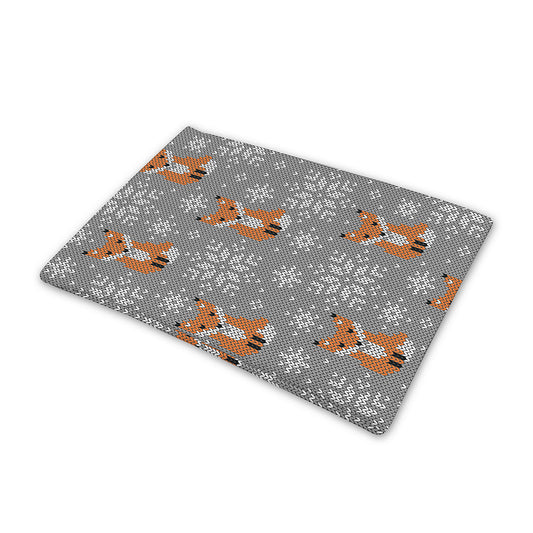 Snowy Fox Knitted Pattern Print Pet Cooling Mat Cover