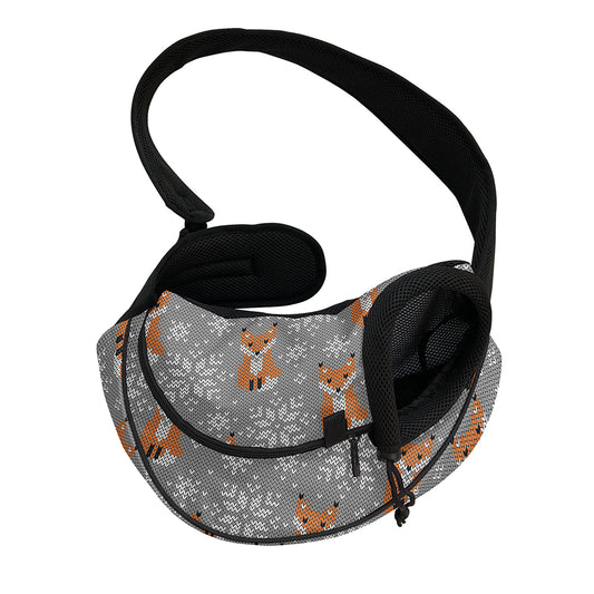 Snowy Fox Knitted Pattern Print Pet Sling Carrier