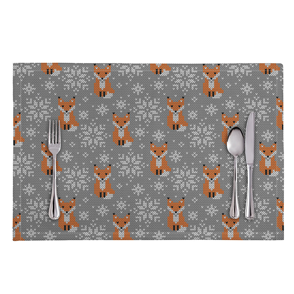 Snowy Fox Knitted Pattern Print Placemat