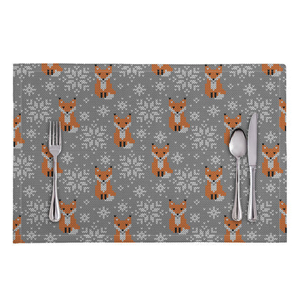Snowy Fox Knitted Pattern Print Placemat