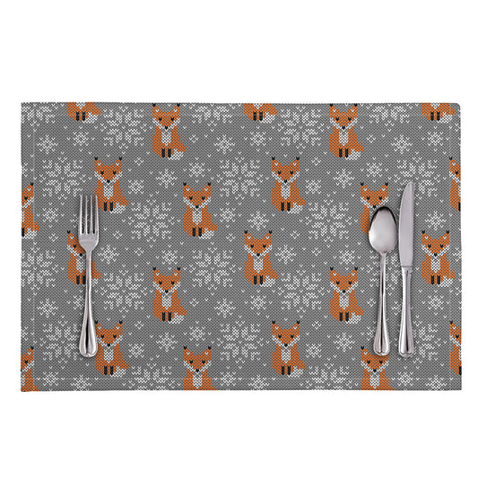 Snowy Fox Knitted Pattern Print Placemat