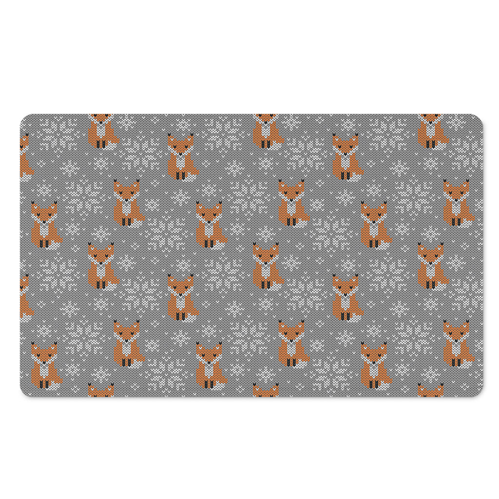 Snowy Fox Knitted Pattern Print Polyester Doormat