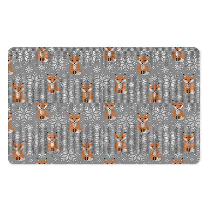 Snowy Fox Knitted Pattern Print Polyester Doormat