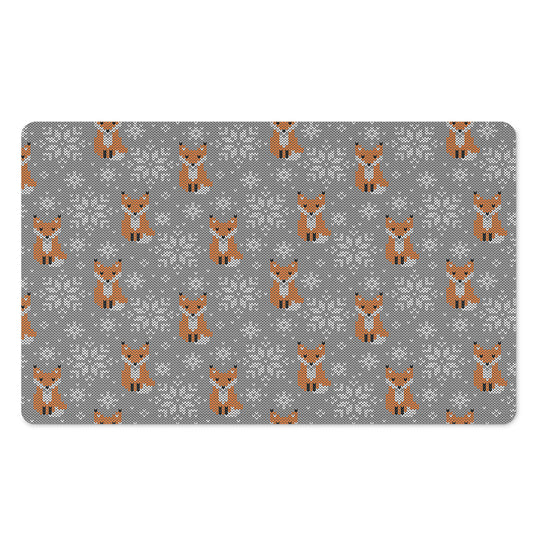 Snowy Fox Knitted Pattern Print Polyester Doormat