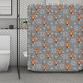 Snowy Fox Knitted Pattern Print Polyester Shower Curtain