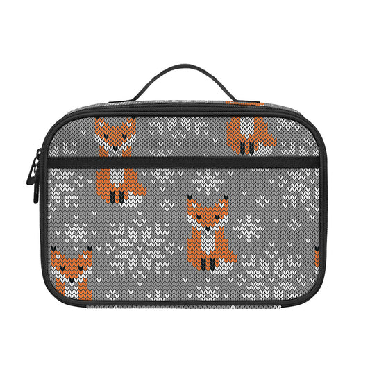 Snowy Fox Knitted Pattern Print Portable Lunch Bag