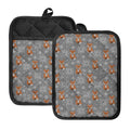 Snowy Fox Knitted Pattern Print Pot Holders With Pocket