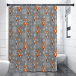 Snowy Fox Knitted Pattern Print Premium Shower Curtain