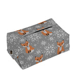 Snowy Fox Knitted Pattern Print Rectangle Tissue Box Cover