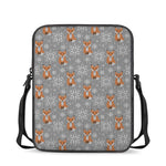 Snowy Fox Knitted Pattern Print Rectangular Crossbody Bag