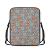 Snowy Fox Knitted Pattern Print Rectangular Crossbody Bag