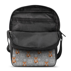 Snowy Fox Knitted Pattern Print Rectangular Crossbody Bag