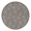 Snowy Fox Knitted Pattern Print Round Floor Mat