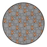 Snowy Fox Knitted Pattern Print Round Floor Mat