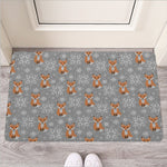 Snowy Fox Knitted Pattern Print Rubber Doormat