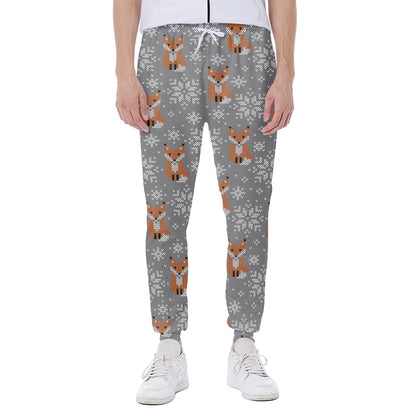 Snowy Fox Knitted Pattern Print Scuba Joggers