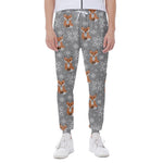 Snowy Fox Knitted Pattern Print Scuba Joggers