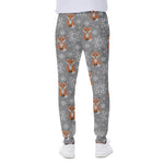 Snowy Fox Knitted Pattern Print Scuba Joggers