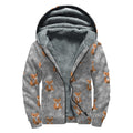 Snowy Fox Knitted Pattern Print Sherpa Lined Zip Up Hoodie