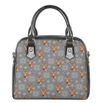 Snowy Fox Knitted Pattern Print Shoulder Handbag