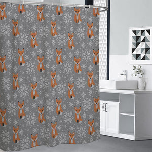 Snowy Fox Knitted Pattern Print Shower Curtain