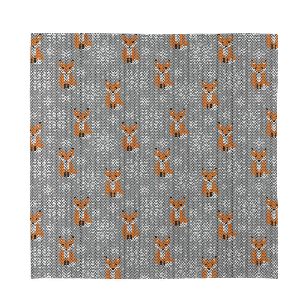 Snowy Fox Knitted Pattern Print Silk Bandana