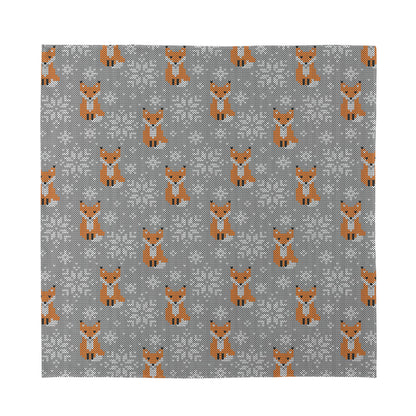 Snowy Fox Knitted Pattern Print Silk Bandana