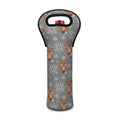 Snowy Fox Knitted Pattern Print Single Neoprene Wine Tote