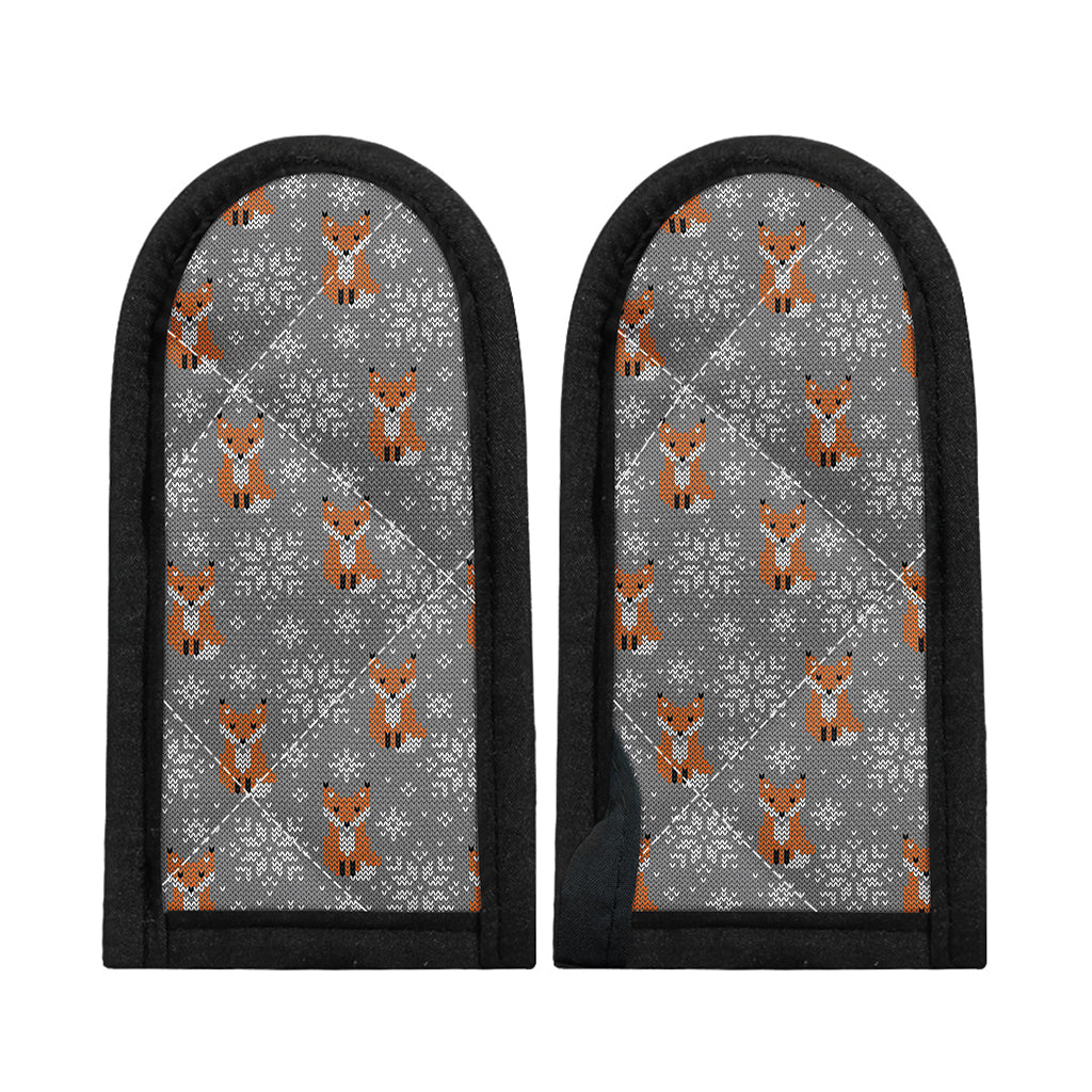 Snowy Fox Knitted Pattern Print Skillet Handle Cover