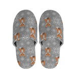 Snowy Fox Knitted Pattern Print Slippers