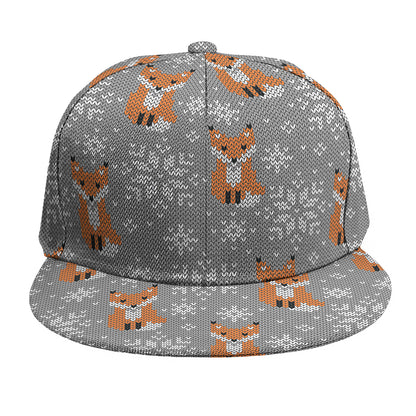Snowy Fox Knitted Pattern Print Snapback Cap