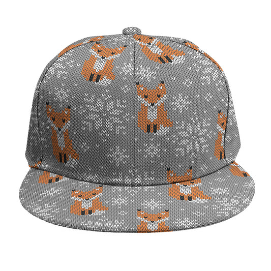 Snowy Fox Knitted Pattern Print Snapback Cap