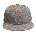 Snowy Fox Knitted Pattern Print Snapback Cap