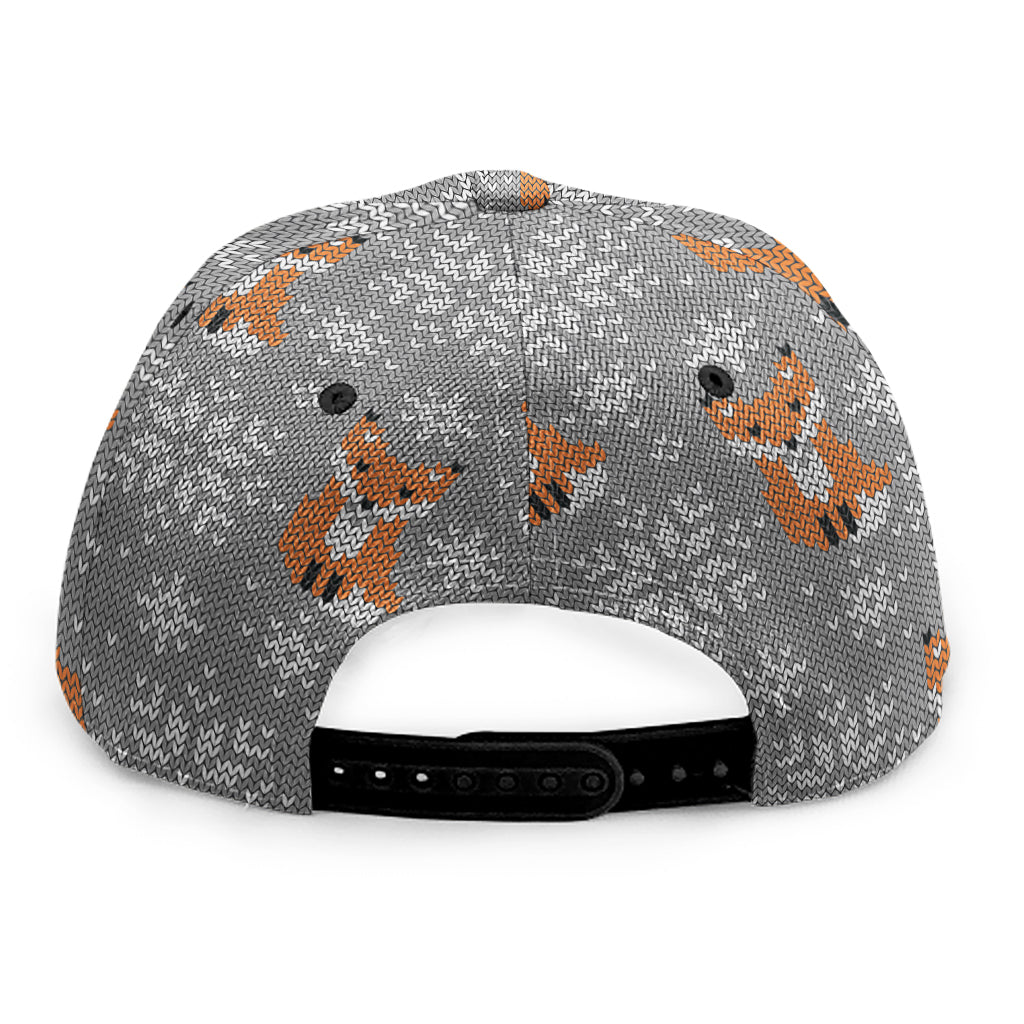 Snowy Fox Knitted Pattern Print Snapback Cap