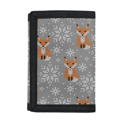 Snowy Fox Knitted Pattern Print Trifold Wallet