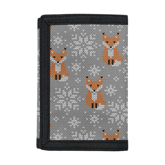 Snowy Fox Knitted Pattern Print Trifold Wallet