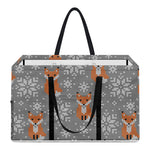 Snowy Fox Knitted Pattern Print Utility Tote Bag