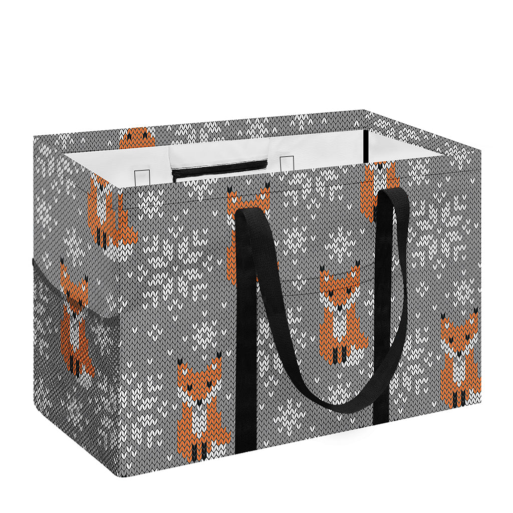 Snowy Fox Knitted Pattern Print Utility Tote Bag