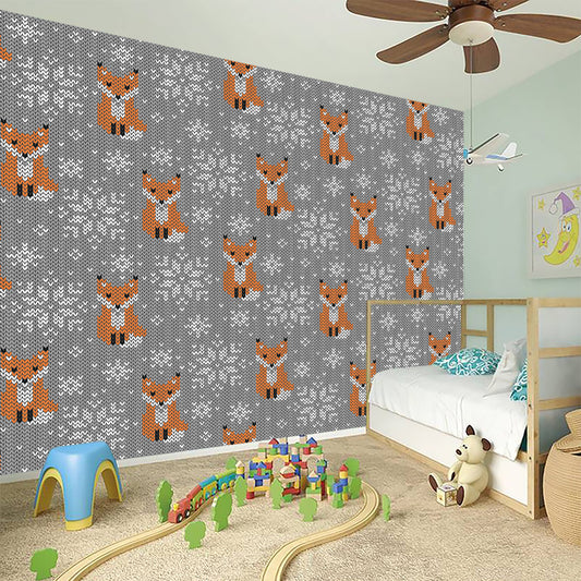 Snowy Fox Knitted Pattern Print Wall Sticker