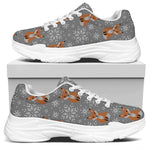 Snowy Fox Knitted Pattern Print White Chunky Shoes