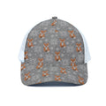 Snowy Fox Knitted Pattern Print White Mesh Trucker Hat