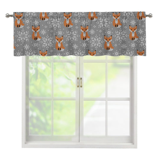 Snowy Fox Knitted Pattern Print Window Valance